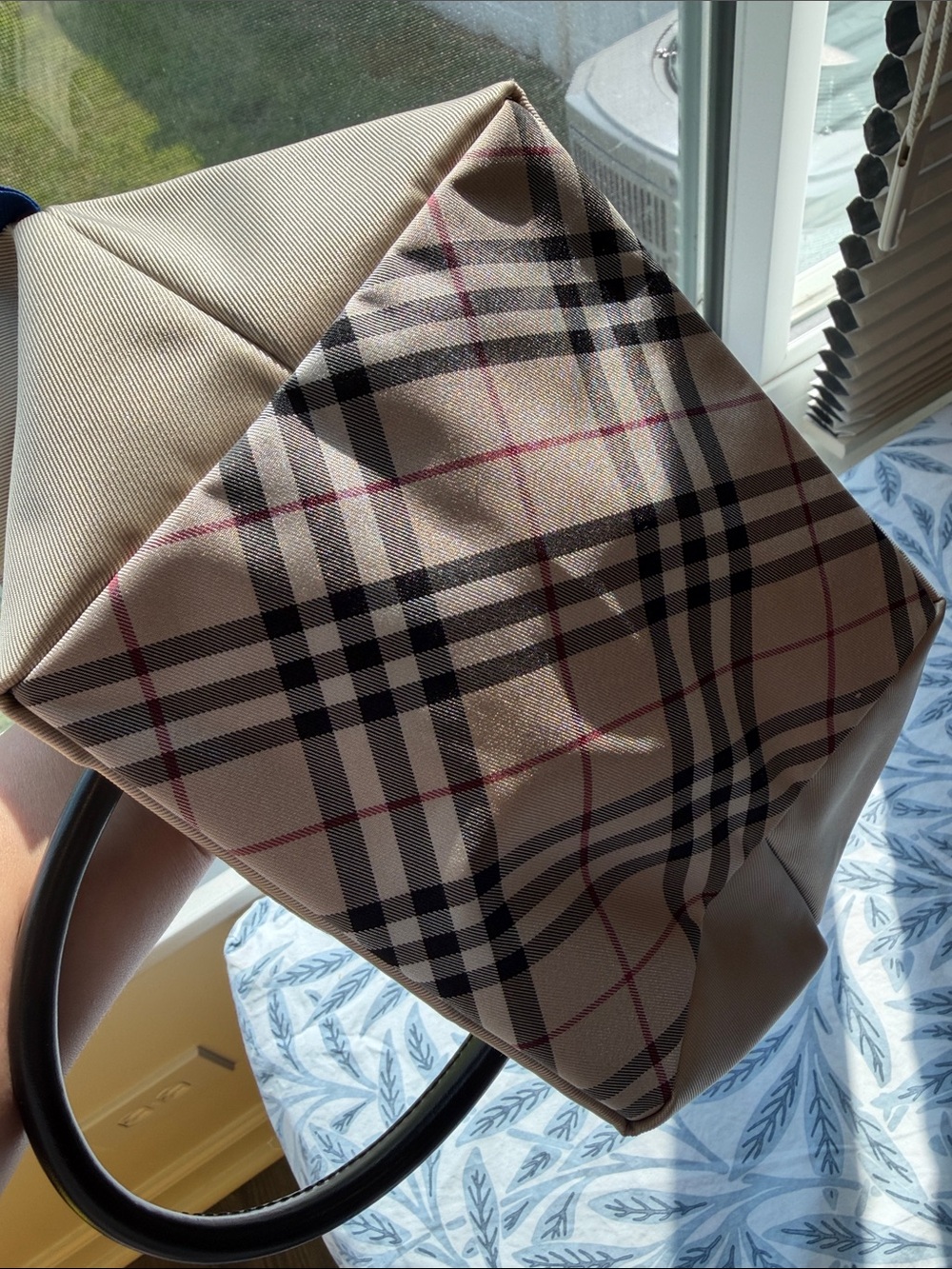 Beige Mini Tote with Black Handles - Picture 5 of 5